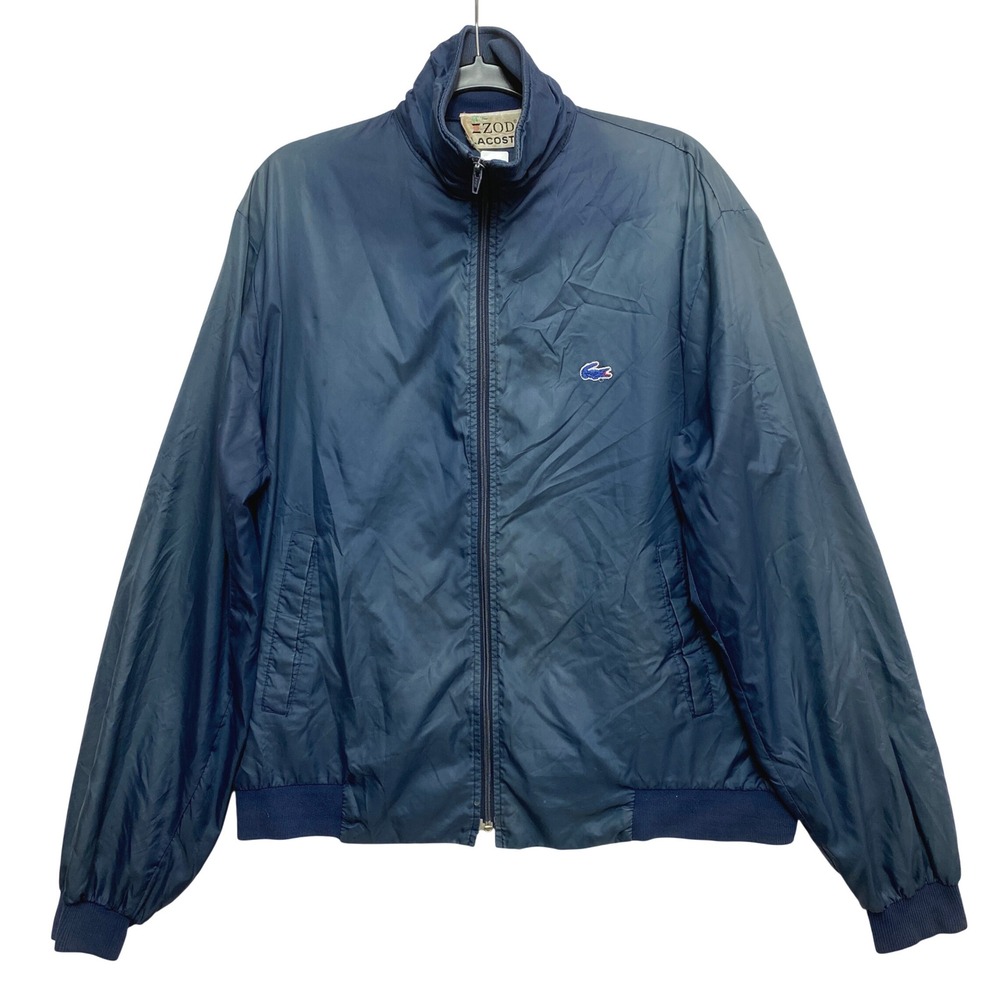Izod Lacoste Windbreaker Mens XL Navy Blue Vintage Harrington Jacket Logo